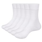 YUEDGE Mens Business Dress Socks White Ribbed Soft Cotton Casual Men Socks for Males Size 9-11, 5 Pairs