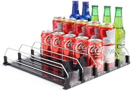 BingoHive Drink Dispenser for Refrigerator, Self-Pushing Soda Can Organizer for Fridge, 5 Rows already Assembled, Automatic Can Dispenser with Spring Loaded for Refrigerator Holds 25 cans, Black