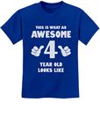 Tstars - This is What an Awesome 4 Year Old Looks Like Funny Kids T-Shirt X-Small Blue