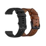 YEEJOK 22mm Watch Bands Compatible for Fossil Gen 6/5E 44mm Silicone+Leather, Replacement Sport Strap+Leather Strap for Fossil Gen5 Men's Carlyle Garrett/Women's Julianna Smart Watch