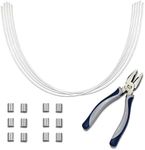 TetherTies Cable Organization, DIY Tether Kit - Customizable Cable Tethers for Computers, Adapters & Dongles - Easy Self Installation Tether Cables with Free Crimping Tool (White 60 Pk, 12 inch)