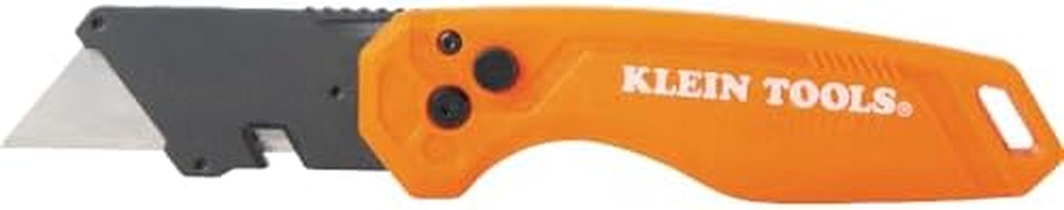 Klein Tools 44302 Folding FLICKBLADE Utility Knife with Side Release Button, Compact, Dual Locking Positions for Versatile Cutting Options