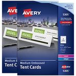 Avery Printable Tent Cards with Sure Feed Technology, 2.5" x 8.5", Embossed Border, Laser/Inkjet, 2-Pack, 100 Cards Per Pack, 200 Cards Total (25305)