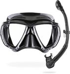 Cressi Big Eyes+Alpha Ultra Dry Combo Black/Black - Combo Set Mask + Snorkel UD for Diving and Snorkelling, Black/Black, One Size, Adults