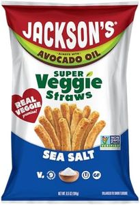 Jackson’s Super Veggie Straws (Sea Salt, 6.5 oz, Pack of 6) – Gluten Free, Vegan, Snacks for Kids & Adults – Made with Premium Avocado Oil – Allergen-friendly, Veggie Straws Individual Bags