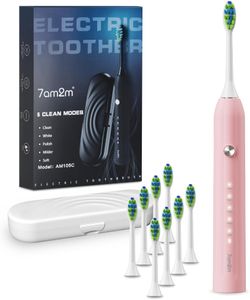 7AM2M Sonic Electric Toothbrush, Pink – Rechargeable, Soft Bristles