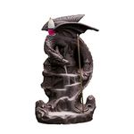 Incense Waterfall Burner Handmade Dragon Design Ceramic Incense Holder with 20 pcs Free Incense Cones for Home Office Decor, Yoga Meditation (Dragon 2)