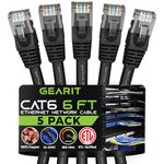 GearIT 5-Pack, Cat 6 Ethernet Cable Cat6 Snagless Patch 6 Feet - Snagless RJ45 Computer LAN Network Cord, Black - Compatible with 5 Port Switch POE 5port Gigabit