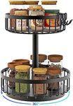 AIRUJIA Spice Rack 2-Tier, Lazy Susan Turntable, 360°Rotating Condiment Holder Organizer, spice organiser for Kitchen Storage, Non-Slip Countertop Holder, Cosmetic Storage Organiser, Fruit Basket