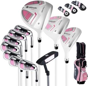 Tangkula 12 Pieces Women’s Complete Golf Club Set Right Hand, Golf Club Package Set with 460CC #1 Driver & #3 Fairway & #5 Hybrid & #5/#6/#7/#8/#9/#P/#S Irons, Putter, Portable Golf Cart Bag