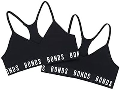 Bonds Girls’ Underwear Seamless Racer Crop - 2 Pack, Black (2 Pack), 10/12