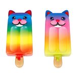 Anboor 2pcs Popsicle Cat Squishies Toys Squeeze Sets Kawaii Slow Rising Scented Kid Toys Presents Cute Animal Collect