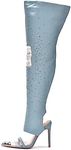 Cape Robbin Kyara Sexy Knee-High Heeled Stiletto Boots for Women - Denim Size 7.5