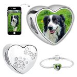 Andska Photo Charms Personalised Fit Pandora Bracelet Bead Custom Add Your Image gift idea for her best Cat Dog Charm Birthday present (Paw and Bone alloy)