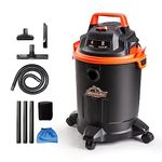 Armor All VO405P 0901 4 Gallon Wet/Dry Vac 2.0 Peak HP Shop Vacuum with Nozzles & Brush,Black/Orange