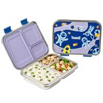 Basil Bento Box Neo 2025 - New & Improved, Easy to Open & Close 1000ml 3-Compartment Stainless Steel Lunch Box for Kids | Leak-Proof Tiffin Box for School - Super Swoosh