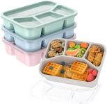 Bento Lunch Box for Kids (4 Pack), 4 Compartment Meal Prep Container with Transparent Cover, Freezer and Dishwasher Safe Food Storage Containers, Reusable for Work, School, Travel, Adult…