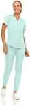 MediChic Scrubs for Women's V-Neck Scrub Set with Six Pocket Cargo Jogger Pants with 4-Way Stretch