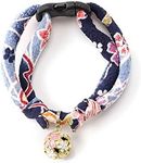 Chirimen Sakura Cat Collar (Blue)