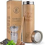 Ariond 17oz Bamboo Tea Tumbler with Infuser & Strainer | Tea Gift Set For Tea Lovers Women, Tea Infuser Insulated Bottle & Loose Tea Thermos | Tea Travel infuser & Tea Infusing Travel Bottle