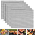 DRERIO 6 Pcs BBQ Grill Mesh Mat Set, Non-Stick Grill Mats Reusable BBQ Mats, 40x33cm Heat Resistant bbq cooking mats Baking Accessories for Grilling Meat, Vegetables, Cooking, Grilling and Baking