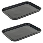 Russell Hobbs COMBO-3864CA Baking Tray Set of 2, Romano Vitreous Enamel 40 cm Oven Sheet Set, Easy to Clean, Ideal for Cookies, Pastries, Pizza, Chips, Black