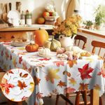 Table Cloth Wipe Clean Rectangular 140x180 cm, Waterproof Tablecloth 0utdoor Wipeable Tablecloths Rectangle, Washable Autumn Leaves Table Cover for Dining Kitchen Garden Thanksgiving Harvest Party