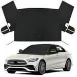 Windshield Snow Cover Replace for 2015-2021 C Class W205 C250 C300 C400, 600D Oxford Cloth Heavy Duty All Weather Winter Frost Guard Windshield Covers with Side Mirror Covers