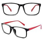 Happy Store CN12 Casual Fashion Basic Square Frame Clear Lens Eye Glasses,Black Red