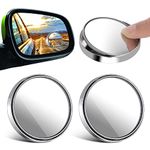 TIESOME 2Pcs Car Blind Spot Mirror, Adjustable HD Round Frameless Rear View Mirror Adhesive Waterproof 360° Rotate Glass Convex Side Mirror for Car SUV Van Truck Universal