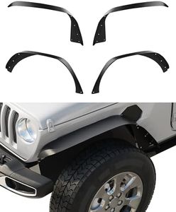 KYBOLT 4 PCS Flat Front & Rear Fender Flares Fits For 2018-2024 Jeep Wrangler JL & JLU Unlimited, Off-Road Metal Steel Wheel Liner, Textured black