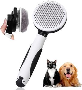 Vinabo Brosse pour Chiens Petite ,Chats. chaton, Autonettoyante Enlèvement des Poils en Un Clic Morts et Sous-Poils