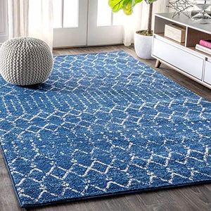 JONATHAN Y MOH101A-8 Hype marocchino Boho Vintage Diamond Indoor Area tappeto, sud -ovest, bohémien, pulizia casual facile, camera da letto, soggiorno, non spargimento, blu/bianco, 240 cm X 300 cm