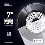 BIG FUDGE Premium Master Vinyl Sleeves - Anti Static and Dust Archival Record Inner Cover - Protective Plastic and Rice Paper LP Album Sleeve Covers for 7-Inch Records - Pack of 25