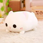 Kawaii White Anime Cat Plushie Super Soft Round Cute Stuffed Animal Kitty Pillow Gift