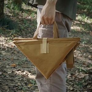 ISEMRO Collapsible Garden Waste Bag Camping Trash Can Foldable Garden Leaf Canvas Bag Reusable Outdoor Compact Collapsible Garbage Can Yard Tools Brown Color