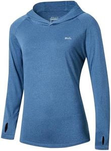 Willit Women's UPF 50+ Sun Protection Hoodie SPF Shirt Long Sleeve Hiking Fishing Outdoor Shirt Lightweight Hoodie Heather Blue S
