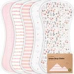 Organic Burp Cloths for Baby Boys and Girls - 5-Pack Ultra Absorbent Burping Cloth, Burp Clothes, Newborn Towel, Milk Spit Up Rags, Burpy Cloth Bib for Unisex, Boy,Girl,Burping Rags (Sweet Charm)