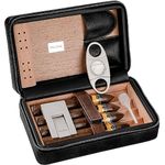 MOLSHINE Leather Travel Cigar Humidor Case Set with Cutter & Holder Stand,Portable Cedar Wood Cigar Box for Men Women Friend