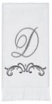 Avanti Linens - Monogram Embroided Fingertip Towel, 100% Cotton Bathroom Decor, D-Scroll, White/Pewter