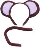 Squirrel Products Monkey Headband Ears and Tail Costume Accessory Set - Fits Adults and Kids Brown