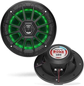 BOSS Audio Systems MRGB55B 5.25 Inch Marine Speakers - Weatherproof, 150 Watts Per Pair, 75 Watts Each, Multi-Color Illumination, Full Range, 2 Way, Sold In Pairs