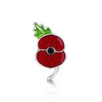 Royal British Legion Glitter Poppy Lapel Pin with Jet Crystal Centre