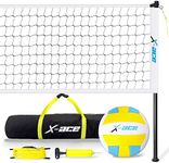 Volleyball Net Set for Backyard - Outdoor Portable Volleyball Net System with Adjustable Height Poles and Soft Volley Ball - All in One Carry Bag