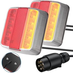AUTOUTLET 2X Luces Traseras para Remolques, Iluminación del Remolque, Cable 7,5m con Luz de Matrícula, Montaje de Tornillos, Luz Trasera 12V 18 LED para Camión, Remolque, Van Caravan Homologado
