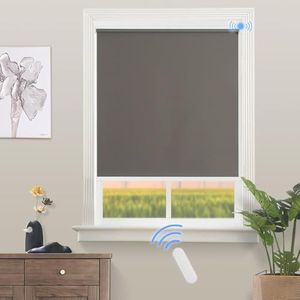 Grandekor Stores Enrouleur Occultant Électriques Isolant Thermique Opaque, Store Occultant avec Moteur & Télécommande, avec ou sans Perçage, 45l x 100L cm, Gris Foncé