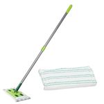 Quick Shine Sustainable Hard Surface Floor Clean + Polish Mop Kit w/ 1 Reusable Pad | Hardwood, Luxury Vinyl Plank, Tile & Laminate | Use Wet + Dry | Perfect to Apply Finish | Squirt, Spread, Done