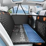 Dog Car Seat Cover, Hard Bottom Dog Hammock for Car with Waterproof/Anti-slip/Scratch-Resistant/ Foldable. Back Seat Cover for Dogs can Hold Big Pets, Fit for Traveling with Pets in Cars/SUV(400lbs)