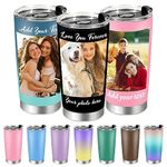 Personalized Tumbler Personalized Coffee Travel Mug Custom Tumbler with Straw and Lid Photo Stainless Steel Coffee Tumbler 20 Oz-Personalized Gifts for Teacher Dad Mom Friends (2 Sides)