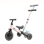 XJD 4 in 1 Kids Tricycles for 1-3 Years Old Boys Girls Kids Balance Bike with Parent Handle Putter Toddler Trike for Baby with Adjustable Seat and Detachable Pedals (4 IN 1, Pink with Push Handlebar)